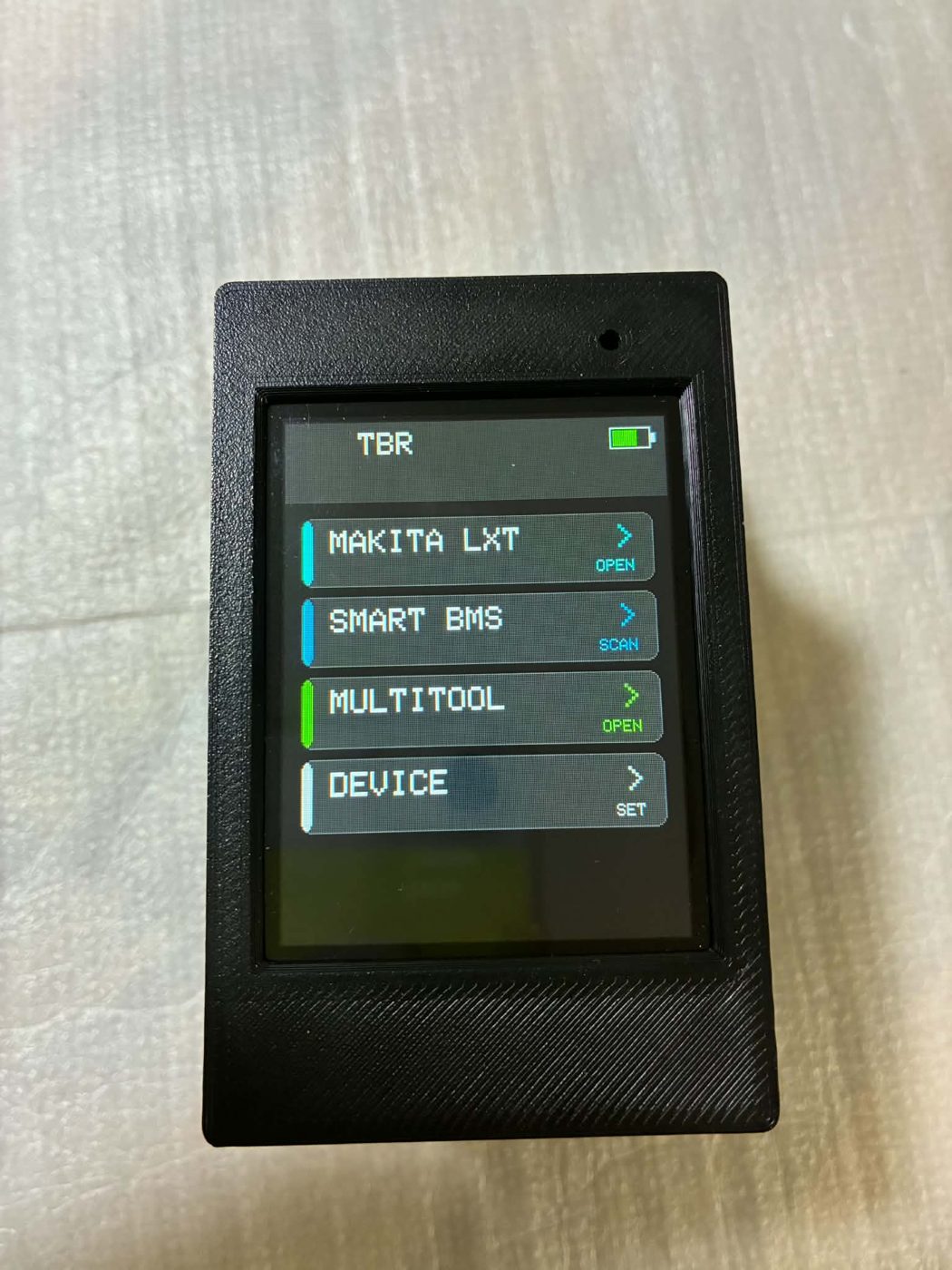 Standalone Tool V3.0 colour touchscreen showing the device home menu